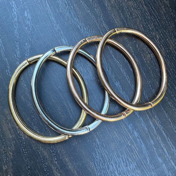 Milor Lot Bangle Bracelets Rope Chain Necklace Silver/ Gold Tone Stainless Steel - Picture 4 of 15